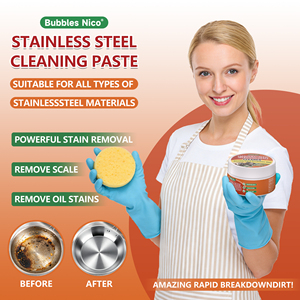 Pâte Nettoyante en Acier Inoxydable - Détachant de la Rouille et de la Graisse Brûlée pour Casseroles et Poêles, Polissage et Restauration Écologique des Métaux avec Éponge - Product Image 4