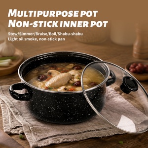 Wholesale 5 Pcs Enamel Soup <b>Pot</b> <b>Set</b> Heavy Duty Vintage Enamelware Cooking <b>Pot</b> Professional Food Stockpot Kit - Product Image 2