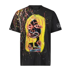 Personalizado oversize respingo roupas camiseta para homens pintura splatter t shirt fabricantes de roupas marca