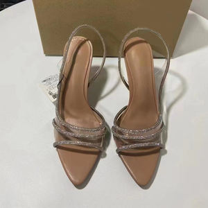 2025 Hot Style <b>Fashion</b> Skidproof Breathable Shoes for Lady Sexy Pointed Toe Heeled Shoes PVC High Heels <b>Sandals</b> for Women - Product Image 5