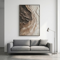 Peinture à l'huile 3D moderne à texture épaisse, peinte à la main, motif Canyon Brun abstrait, sur toile, taille personnalisable, encadrée, pour entrée