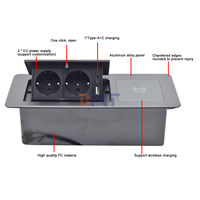 Enchufes de carga ocultos emergentes de conexión múltiple Caja de toma de corriente de escritorio de aluminio con tecnología de carga inalámbrica Nivel IP44
