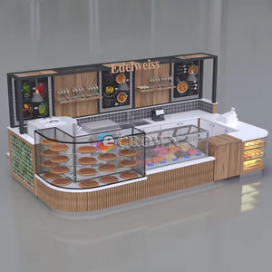 Bar Kiosk Coffee Bakery Snack Display Mall Kiosk Design Retail Store Cafe Kiosk Design Bread Cabinet <strong>Pl</strong> Cafe showcase Stand OEM - Product Image 3