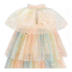 Vestido de tutú de princesa de una pieza de alta calidad para niñas, estampado de <span class=keywords><strong>estrellas</strong></span>, vestido de baile en capas Vintage informal con lentejuelas para fiestas - Product Image 3
