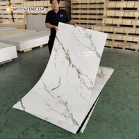 Losa de Mármol de PVC de Alto Brillo de 1220 x 2440 x 3 mm para Decoración de Paredes Interiores