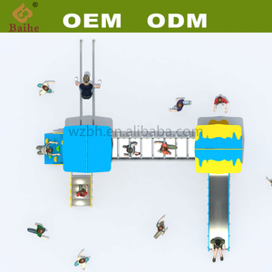 BAIHE série de tubes ronds pont de terrain de jeu en bois bleu bois Playhouse glissière en métal matière plastique Durable pour crèche cour de jeu - Product Image 3