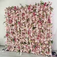 Panel dinding bunga sutra 3D Flowerwall, latar belakang gulung mawar modern buatan tangan, ringan dan tahan lama.