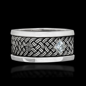 Anello Unisex con Texture Intrecciata e Pietra Scintillante, Gioiello da Dito alla Moda per Uso Quotidiano - Product Image 3