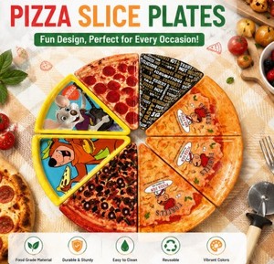 Juego de 6 Platos Redondos de Melamina Coloridos y Únicos, Platos Triangulares para Pizza - Product Image 6
