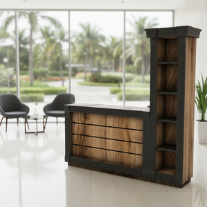 Mostrador de Recepción Moderno de Madera con Diseño de Lujo para Hotel, Centro Comercial, Escuela, Hospital y Uso en Exteriores - Product Image 3