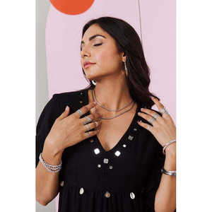 Vestido largo con bordado negro para mujer de Piku, elegante y sexy vestido de fiesta de verano - Product Image 1