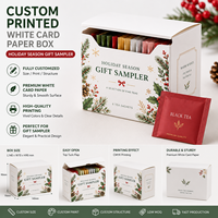 Boîte pliante en carton blanc SBS 18pt avec réduction pour achats en gros, idéale pour l'emballage de thé de luxe, de coffrets cadeaux de saison des fêtes et de solutions d'emballage pour échantillons (boîte à cartes)