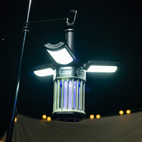 Lampe de camping et anti-moustiques réglable à 3 feuilles - Lanterne 500 lumens avec UV 360nm, contrôle des insectes 20H, charge rapide
