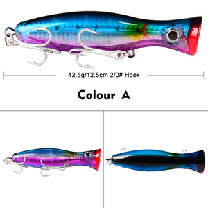 เหยื่อปลอมแบบ Popper 6 สีใหม่ ขนาด 13 ซม. / 43 กรัม ขายส่งอุปกรณ์ตกปลา เหยื่อแข็งพลาสติกขายดี - Product Image 3