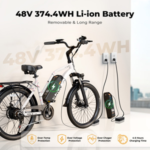 Vélo électrique 24 pouces, moteur 500W, batterie 48V 7.8AH, 20MPH, Shimano 7 vitesses, frein à disque double, suspension avant, entrepôt américain en stock - Product Image 3
