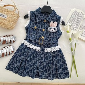 Abito in Denim da ragazza 2025 nuova gonna in pizzo per bambine in versione coreana gonna per bambini - Product Image 1