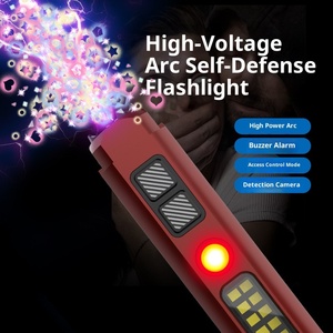 Lampe torche LED auto-défense à arc haute tension, rechargeable par USB, tactique, portable, lumière d'urgence avec alarme sonore et caméra - Product Image 2