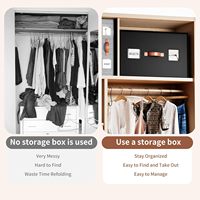 Lot de 2 sacs de rangement muraux pliables en lin noir épais de 20-35 L pour la literie