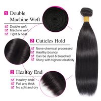 Cheveux Humains Vierges Brésiliens 10A 100% Remy, Lot de 4 Paquets, Ondulation Naturelle/Boucles Œuf, Cheveux Lisses à Tisser, 400g/Paquet, Double Trame, 1B