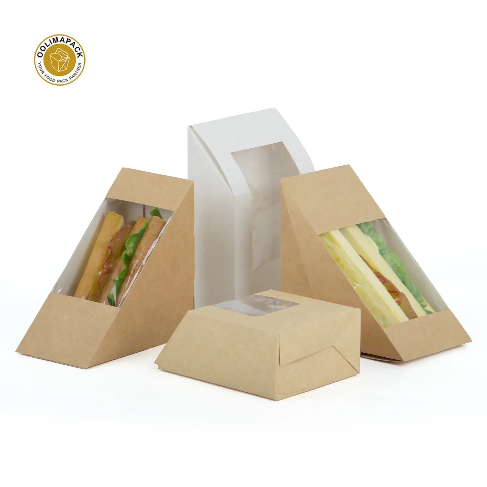 Box Packing Custom Food Disposable Breakfast Bread Dessert Sandwich Packaging Lunch Box With Transparent Window