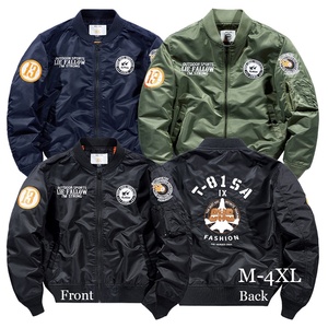 2022 Spring Men's Plus Size Zipper Tiger Embroidery <strong>NASA</strong> Patches Waterproof Breathable <strong>Bomber</strong> Windbreaker <strong>Jacket</strong> OEM - Product Image 3