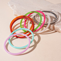 Brazalete Circular Acrílico de Color Caramelo con Degradado Retro, Joyería Minimalista y Elegante para Mujer