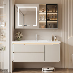 Mueble de Baño Moderno de MDF Lacado con Lavabo, Espejo Inteligente, Gabinete de Pared Impermeable para Proyectos de Apartamentos y Hoteles - Product Image 5