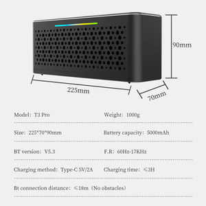 Cyboris <span class=keywords><strong>T3</strong></span> <span class=keywords><strong>Pro</strong></span> Metal 60W ฟังก์ชั่น TWS แบบพกพา DJ สเตอริโอไร้สายลำโพง Boombox สำหรับงานปาร์ตี้ในร่ม/กลางแจ้ง - Product Image 5