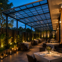 Pergola en aluminium pour terrasse d'hôtel, auvent de salle à manger extérieure, toit en polycarbonate, grande portée, résistant aux intempéries, étanche, sur mesure, OEM