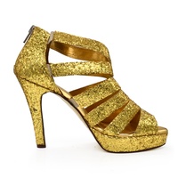 Evkoodance Magnifiques Chaussures de Danse Professionnelles de Salon/Latine Tango Samba avec Talon de 10 cm, Jaunes Scintillantes et Séduisantes, Livraison Rapide