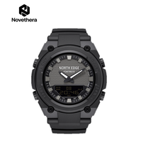NOVETHERA NORTH EDGE FORTRESS Unisex-Digital-Sportuhr, wasserdicht, 50 m, Gummiband, Alarm, Weltzeit, Countdown, LED