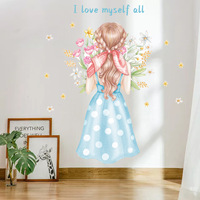 Pegatinas de pared personalizadas con diseño de chica encantadora, reutilizables, estilo Art Deco, troqueladas, de PVC autoadhesivas, para decoración del hogar.