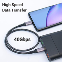 Kabel Data USB4.0 Fungsi Lengkap Tipe-C Berlapis Tembaga Terlindungi, Pengisian Cepat 100W 40Gbps PD dengan Selubung PVC untuk Ponsel (Laris Terjual)
