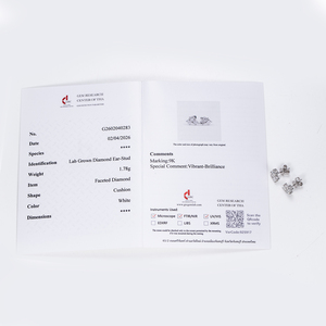 Messi Jewelry MSE-904 9K White Gold <b>Round</b> Emerald And <b>Cushion</b> Diamond Earrings For Women - Product Image 6
