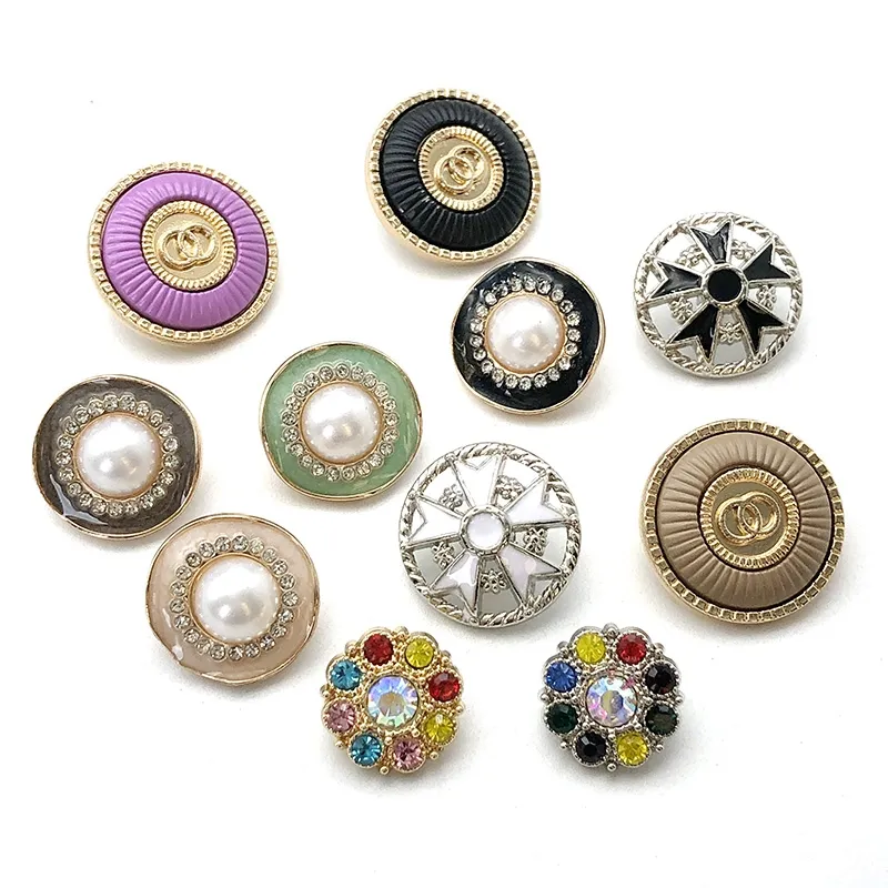 Hot sale pearls shape alloy shank coat buttons metal gold snap dress large pearl button