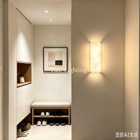 Lampu Dinding Alabaster Alami Beralur Vertikal, Lampu Dinding Besi Persegi Panjang untuk Dekorasi Dinding Latar Belakang Kamar Tidur Hotel Villa