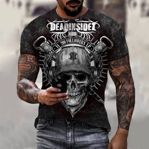 2025 hombres verano nueva camiseta de sublimación camisetas cortas manga de <span class=keywords><strong>terror</strong></span> patrón de calavera impresión 3D moda Casual calle ropa de hombre - Product Image 4