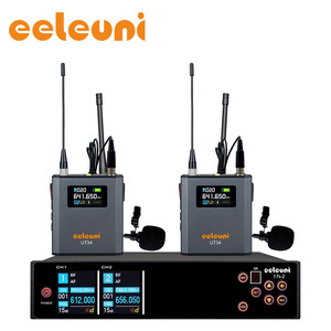 Système de microphone <span class=keywords><strong>sans</strong></span> <span class=keywords><strong>fil</strong></span> à condensateur Eeleuni UT34B 1 canal UHF 470-950 MHz cardioïde en alliage d'aluminium pour <span class=keywords><strong>casque</strong></span>/lavalier/<span class=keywords><strong>guitare</strong></span> - Product Image 1