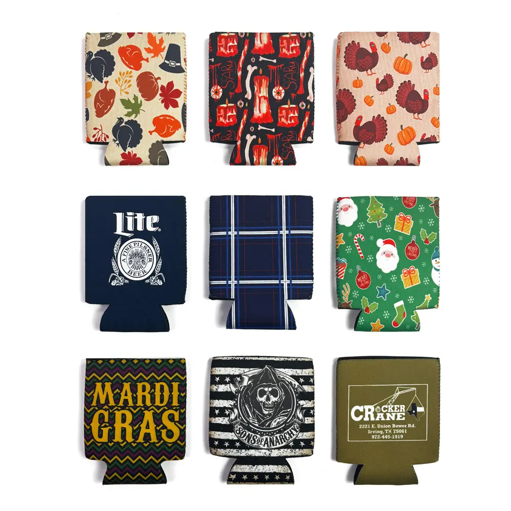 Neoprene Sublimation Can Coolie Leather Blank Slim Beer Can Sleeve Can Cooler Koozies with Logo