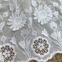 Tissu en maille florale respirant, soluble dans l'eau, 100% coton, dentelle pour robe brodée ou hawaïenne, tissu en coton pour broderie
