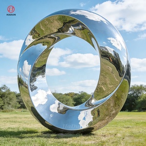 Sculpture géométrique circulaire abstraite moderne en acier inoxydable HADUN pour la décoration d'art public de rondins de circulation extérieurs - Product Image 2