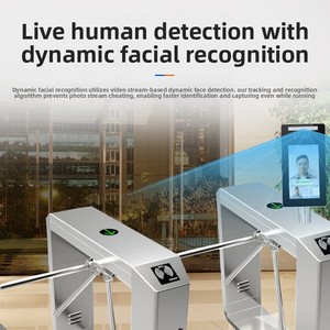 Barrière de contrôle d'accès intelligente à trois rouleaux en acier inoxydable 304 pour sites de construction, bureaux et points touristiques, avec lecture de cartes - Product Image 4