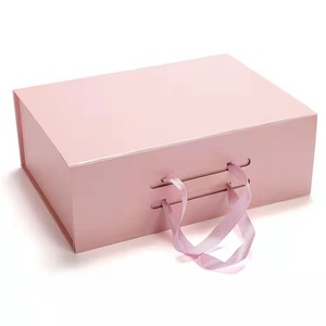 Boite-cadeau magnétique pliable en carton, Logo personnalisé de luxe, avec poignée de ruban, pièces - Product Image 3