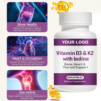 Capsules de Vitamine D3 K2 Iode Marque Blanche pour la Santé Osseuse et le Soutien Immunitaire des Adultes – Fabricant OEM GMP – Complément Alimentaire