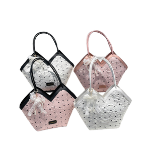 Summer Fashion Luxury Customizable Large Capacity Printed Women's Satchel Bag Bow Lace Two Handles Chain Strap Zip Closure PU - Product Image 1