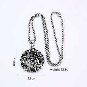 Yunnique – collier avec pendentif tête de loup en acier inoxydable pour hommes, thème Viking, design géométrique animal, bijoux cadeau, accessoire de mode - Product Image 5