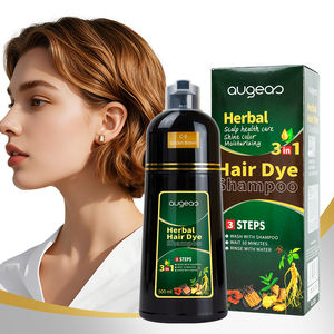 Offre Spéciale Augeas 500ml Shampooing Colorant Noir Professionnel 3 en 1 à base de plantes et de gingembre, Couvre les cheveux gris, Teinture Naturelle - Product Image 1
