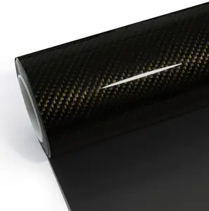 Wrapmaster 1.52*17m PET özel Wrap gerçek karbon altın parlak vinil Wrap araba