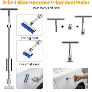 Kit de 135 piezas para eliminación de abolladuras sin pintura, con extractor de puente dorado, martillo deslizante y barra en T, para abolladuras en coches y puertas de refrigeradores - Product Image 3