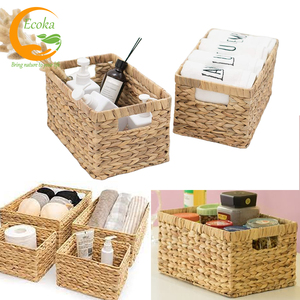Vietnam Woven Water Hyacinth <b>Storage</b> <b>Basket</b> Handle Neatening Organizer <b>for</b> <b>Bathroom</b> Kitchen Decorative - Product Image 6